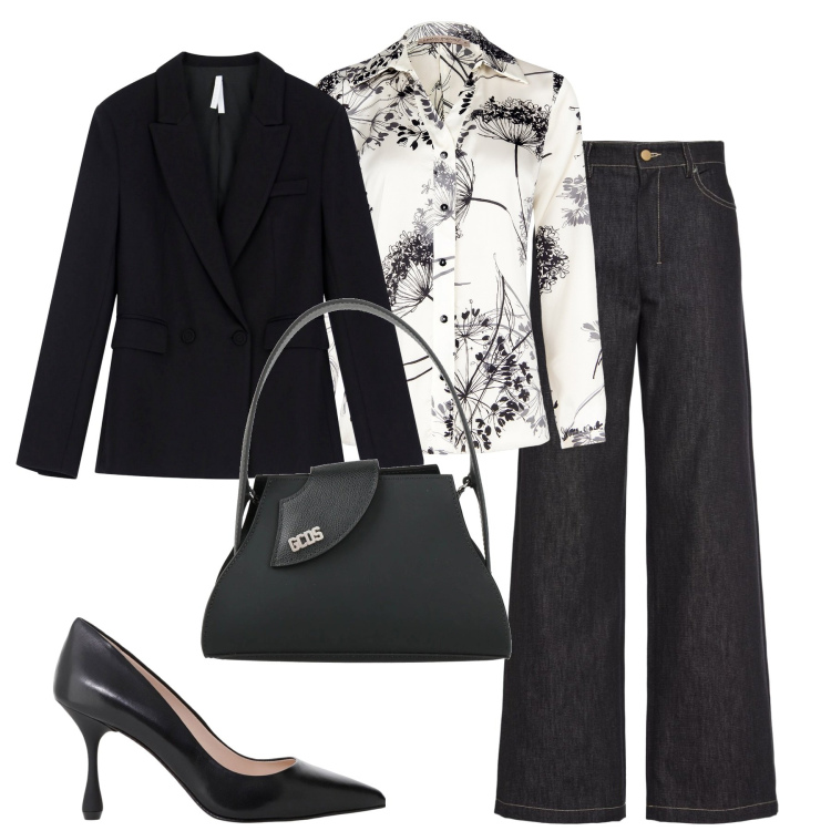 Outfit donna - City. Stile Urban per Tutti i giorni. Abbinamento con borse a mano, camicie, blazer, décolleté, jeans.
