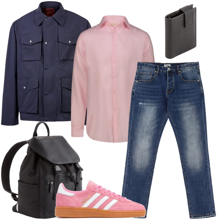 Outfit uomo - Le sneakers rosa. Stile Urban per Tutti i giorni. Abbinamento con jeans dritti, giacche, camicie, sneakers, borse sportive, portafogli.