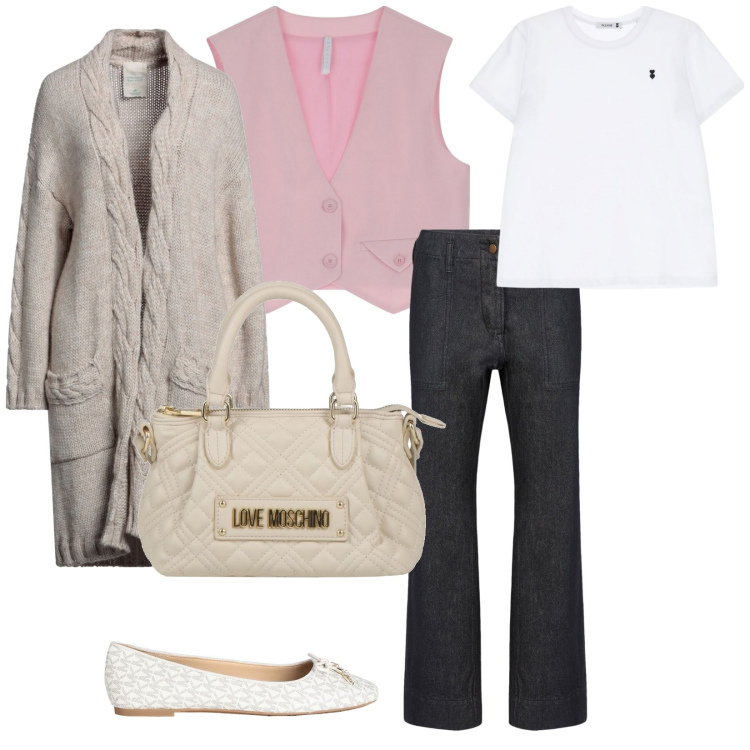 Outfit donna - Il cardigan paspartu. per Tutti i giorni. Abbinamento con cardigans, borse a mano, ballerine, t-shirt, gilet, pantaloni.