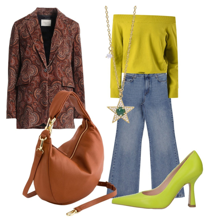 Outfit donna - Elegantemente Bon Ton. Stile Bon Ton per Tutti i giorni. Abbinamento con blazer, décolleté, jeans, collane, maglieria, borse a tracolla.
