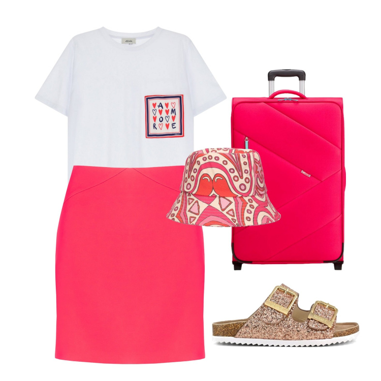 Outfit donna - Barbie in viaggio. Stile Casual per Tutti i giorni. look ideale per Tall. Abbinamento con minigonne, t-shirt, sandali, cappelli, valigie.