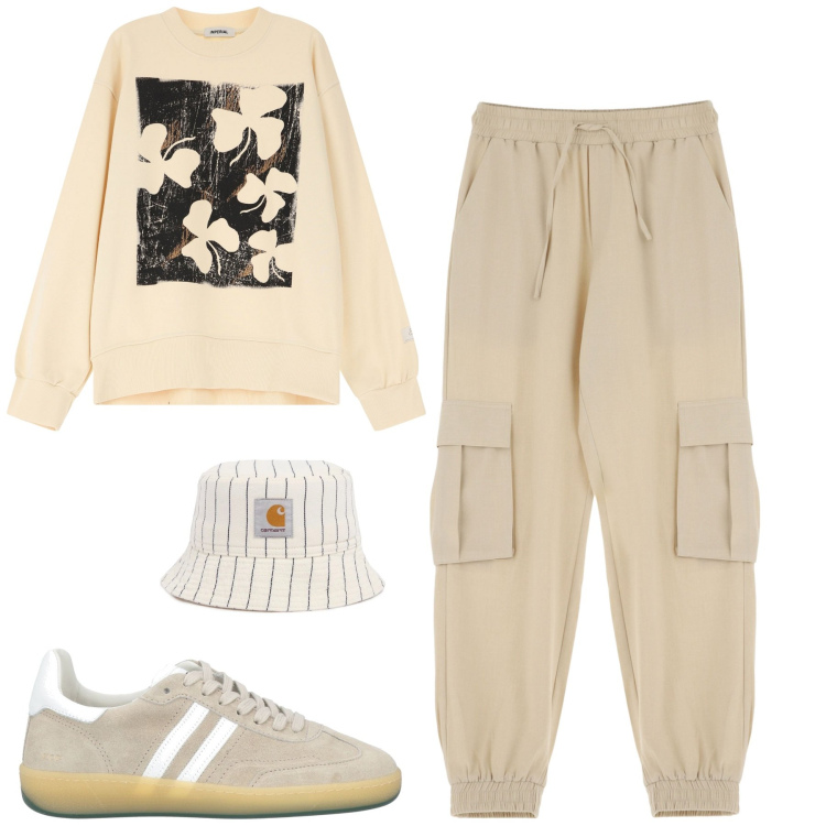 Outfit uomo - Total look #2087561. Stile Casual per Tutti i giorni. Abbinamento con sneakers, felpe, pantaloni cargo, cappelli.
