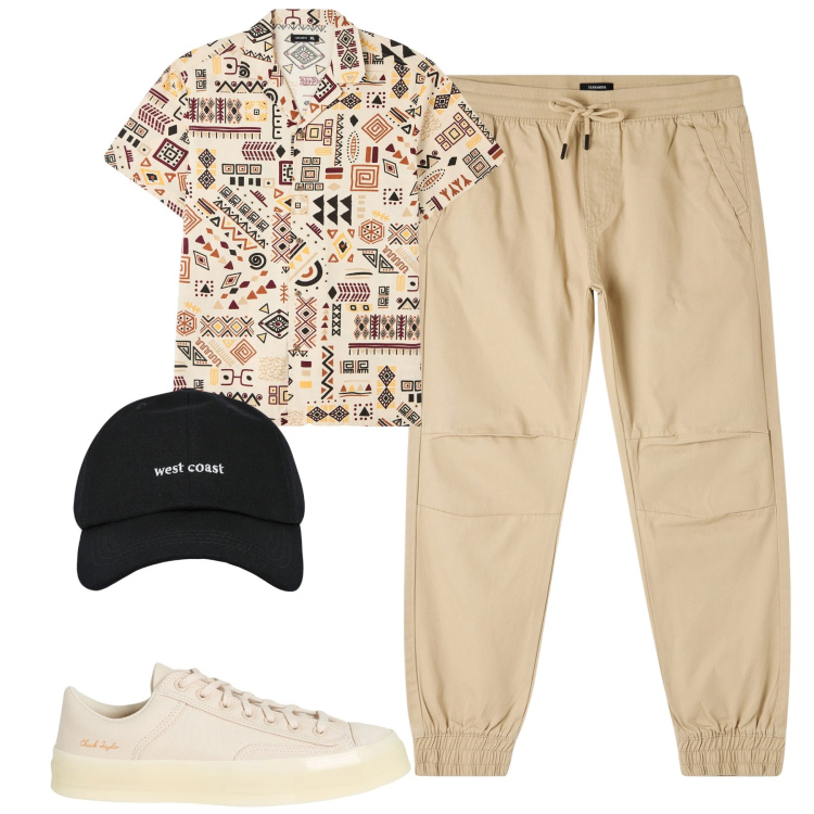 Outfit uomo - Total look #2087563. Stile Casual per Tutti i giorni. Abbinamento con sneakers, pantaloni, camicie a manica corta, cappelli con visiera.