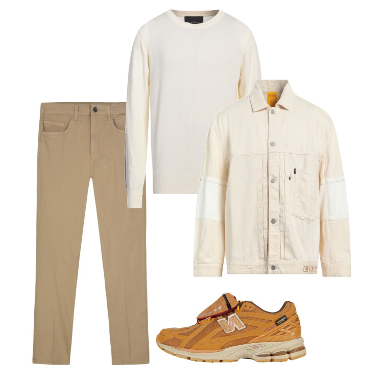 Outfit uomo - Marzo caramello. Stile Casual per Tutti i giorni. Abbinamento con pullovers, sneakers, giacche, pantaloni.