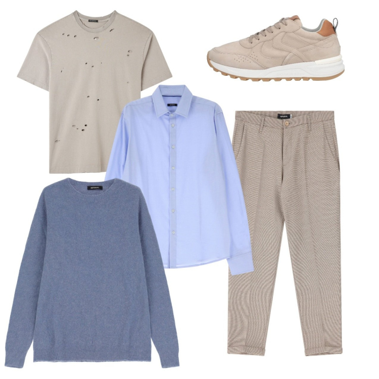 Outfit uomo - I pantaloni chiari. Stile Casual per Tutti i giorni. Abbinamento con sneakers, t-shirt, camicie, maglieria, pantaloni.