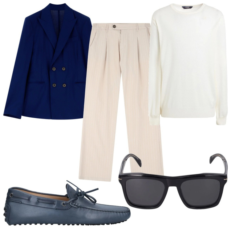 Outfit uomo - Total look #2087769. Stile Trendy per Tutti i giorni. Abbinamento con scarpe stringate, pullovers, pantaloni, giacche, occhiali da sole.