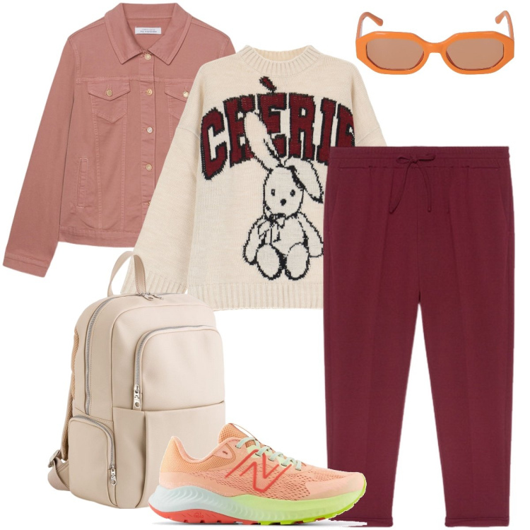 Outfit donna - Commento quotidiane. Stile Basic per Tutti i giorni. Abbinamento con sneakers, maglieria, pantaloni, blazer, zaini, occhiali da sole.