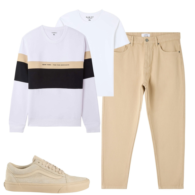 Outfit uomo - City. Stile Casual per Tutti i giorni. Abbinamento con sneakers, pantaloni, t-shirt, felpe con cappuccio.