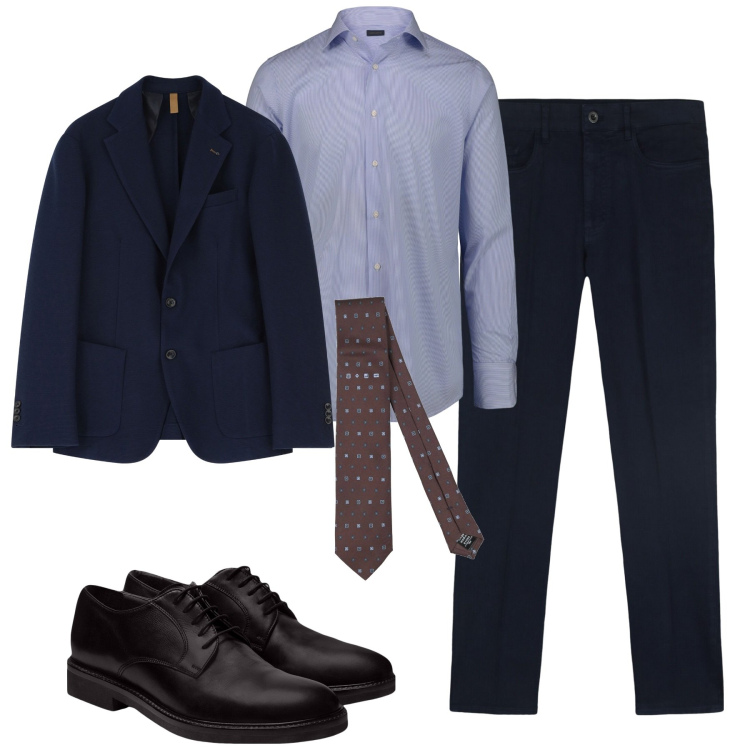Outfit uomo - City. Stile Business/Elegante per Tutti i giorni. Abbinamento con cravatte, giacche, scarpe stringate, camicie, pantaloni.
