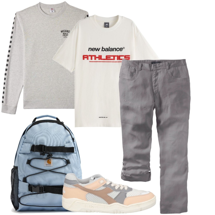 Outfit uomo - Giornata casual. Stile Casual per Tutti i giorni. Abbinamento con pantaloni, sneakers, felpe, t-shirt, borse sportive.