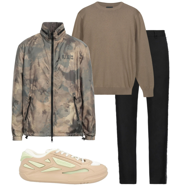 Outfit uomo - Total look #2087890. Stile Casual per Tutti i giorni. Abbinamento con giacche, jeans dritti, sneakers, maglieria.