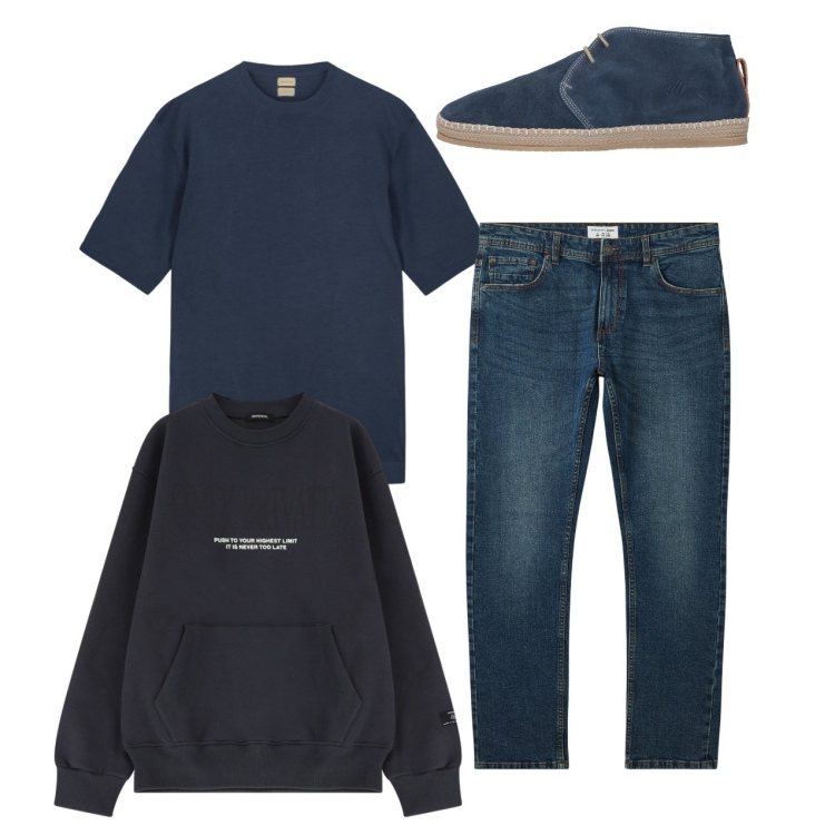 Outfit uomo - City. Stile Casual per Tutti i giorni. Abbinamento con stivali e stivaletti, jeans, felpe, t-shirt.