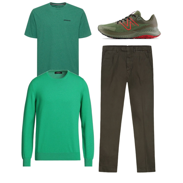 Outfit uomo - City. Stile Casual per Tutti i giorni. Abbinamento con pullovers, sneakers, pantaloni, t-shirt.