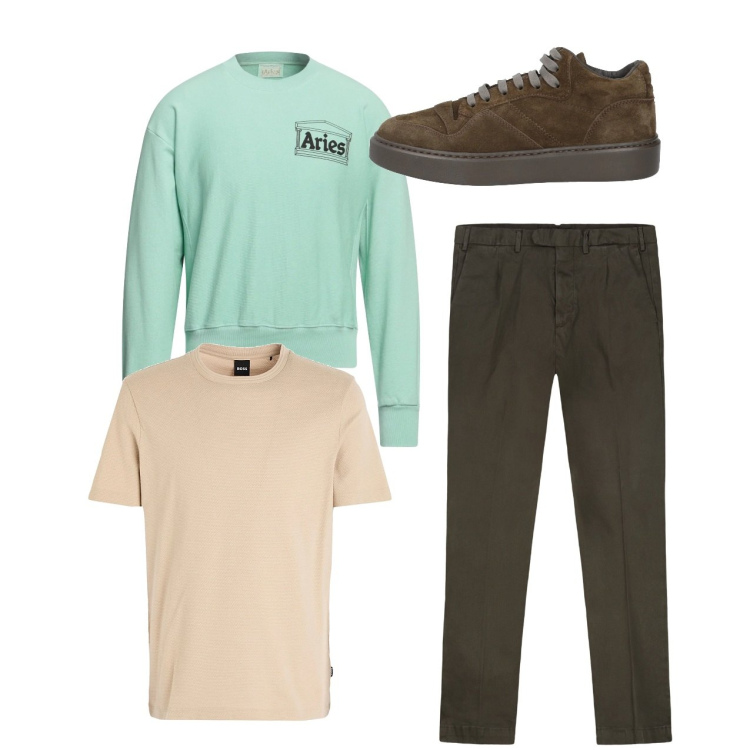 Outfit uomo - City. Stile Casual per Tutti i giorni. Abbinamento con sneakers, felpe, t-shirt, pantaloni.