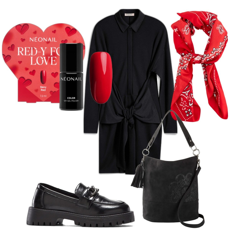 Outfit donna - Total look #2088005. Stile Trendy per Tutti i giorni. Abbinamento con borse a mano, mocassini, vestiti chemisier, smalti, foulard.