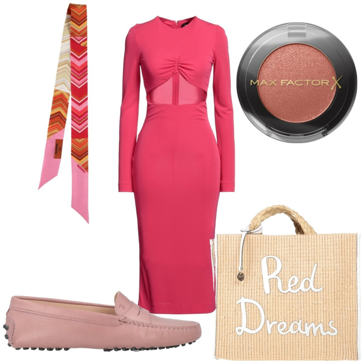 Outfit donna - Total look #2088014. Stile Trendy per Tutti i giorni. Abbinamento con borse a mano, vestiti midi/longuette, mocassini, ombretti, foulard.