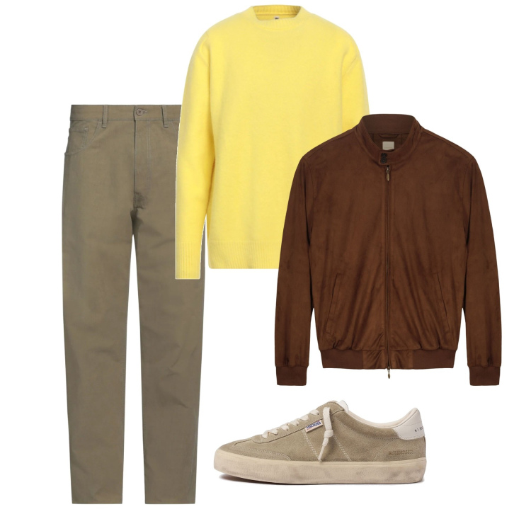 Outfit uomo - Yellow. Stile Casual per Tutti i giorni. Abbinamento con pantaloni, pullovers, giacche, sneakers.