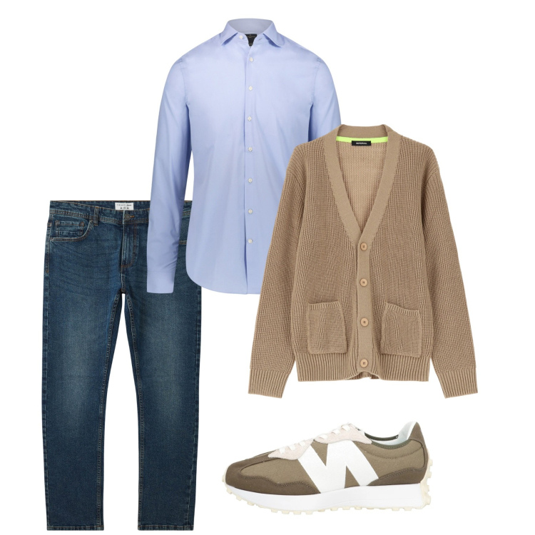 Outfit uomo - Casual mood. Stile Casual per Tutti i giorni. Abbinamento con sneakers, jeans, cardigans, camicie.
