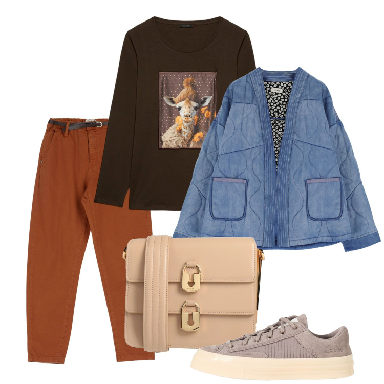 Outfit donna - Cappe e mantelle a marzo - @mikytwins. Stile Casual per Tutti i giorni. Abbinamento con borse a tracolla, sneakers, pantaloni chino, blazer, t-shirt.