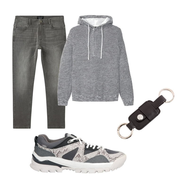 Outfit uomo - Total look #2088070. Stile Casual per Tutti i giorni. Abbinamento con maglieria, sneakers, jeans skinny, portachiavi.