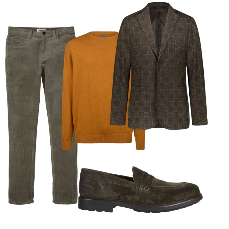 Outfit uomo - Verde. Stile Trendy per Tutti i giorni. Abbinamento con pantaloni, scarpe stringate, giacche, maglieria.