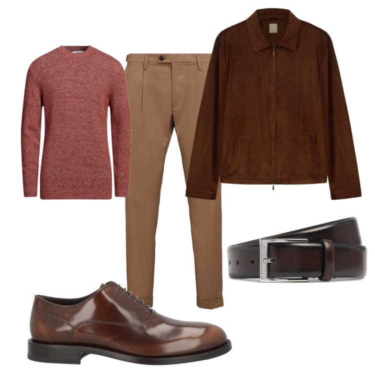 Outfit uomo - Total look. Stile Trendy per Tutti i giorni. Abbinamento con pullovers, scarpe stringate, pantaloni, giacche, cinture.