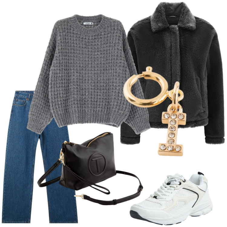 Outfit donna - Ivana. Stile Casual per Tutti i giorni. Abbinamento con sneakers, jeans, pullovers, cappotti, valigie, portachiavi.