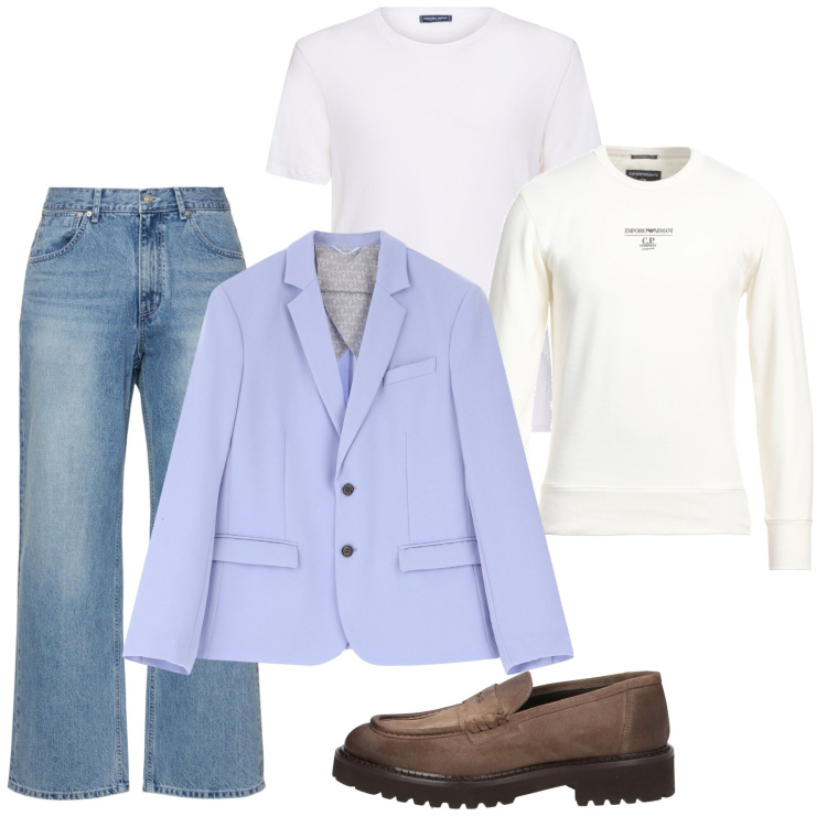 Outfit uomo - Springtime. Stile Casual per Tutti i giorni. Abbinamento con felpe, scarpe stringate, giacche, jeans, t-shirt.