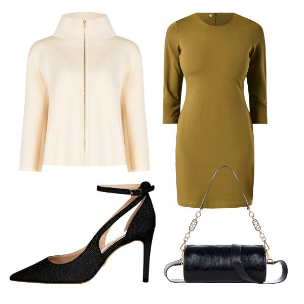 Outfit donna - Total look #2088279. Stile Casual chic per Scuola/Università. Abbinamento con borse a mano, vestiti a tubino, décolleté, cappe.