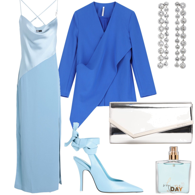 Outfit donna - Shine baby shine. Stile Chic per Cerimonia. Abbinamento con vestiti lunghi, décolleté, profumi, blazer, orecchini, pochette.