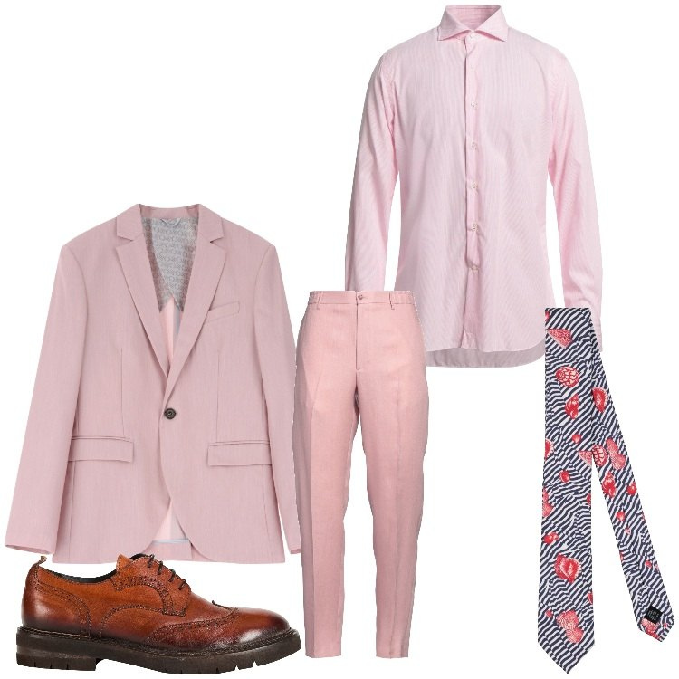 Outfit uomo - Elegante a primavera. Stile Business/Elegante per Cerimonia. Abbinamento con cravatte, camicie, scarpe stringate, pantaloni, giacche.