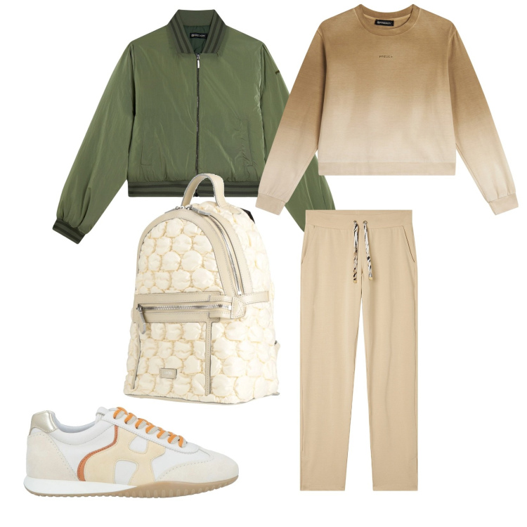 Outfit donna - Un fuori porta. per Mare. Abbinamento con sneakers, zaini, bomber, pantaloni, felpe.
