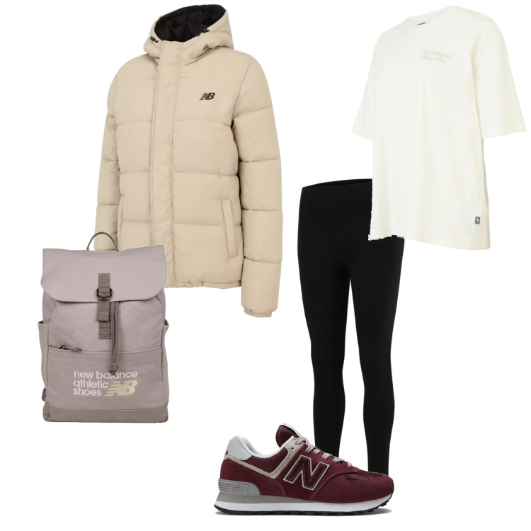 Outfit donna - Porto Ares dal veterinario. per Tutti i giorni. Abbinamento con piumini, t-shirt, sneakers, leggings, zaini.