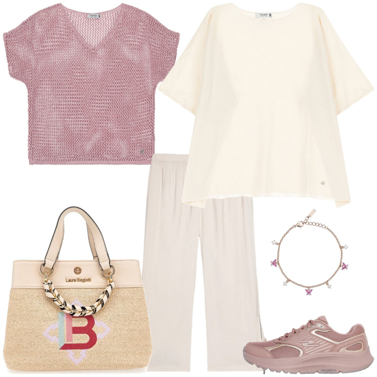 Outfit donna - I colori della rinascita -Focus Donna Cu. Stile Casual chic per Tutti i giorni. Abbinamento con braccialetti, maglieria, maglieria, sneakers, pantaloni, borse a mano.