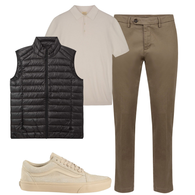Outfit uomo - Total look #2088419. Stile Urban per Tutti i giorni. Abbinamento con sneakers, piumini, pantaloni chino, polo.
