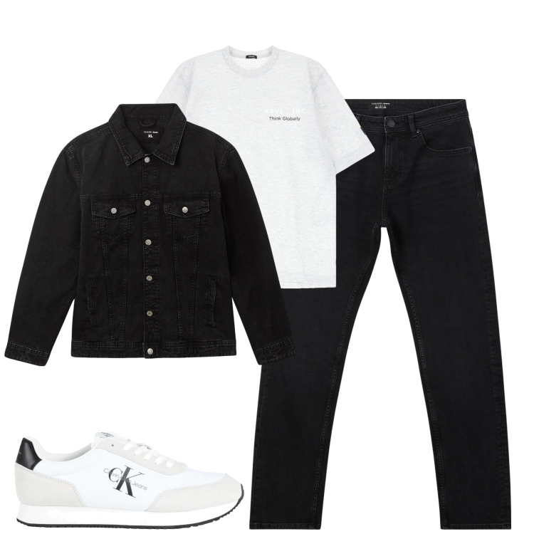 Outfit uomo - Total look #2088471. Stile Casual per Tutti i giorni. Abbinamento con sneakers, jeans, giacche, t-shirt.