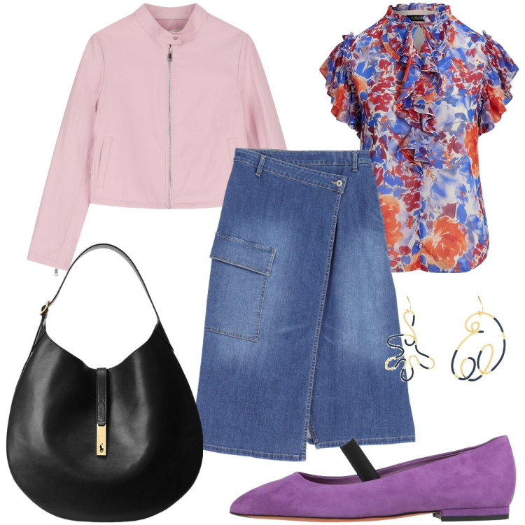 Outfit donna - Colori. Stile Casual chic per Cerimonia. Abbinamento con orecchini, ballerine, gonne longuette, giacche, borse a spalla, camicie.