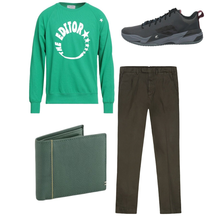 Outfit uomo - City. Stile Casual per Tutti i giorni. Abbinamento con sneakers, felpe, pantaloni, portafogli.