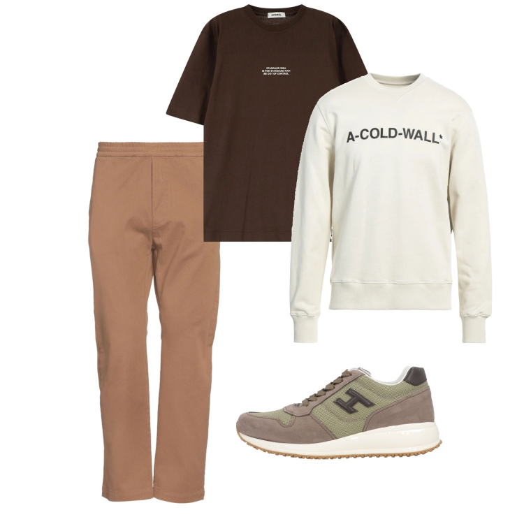 Outfit uomo - Fine settimana. Stile Casual per Tutti i giorni. Abbinamento con pantaloni, felpe, sneakers, t-shirt.