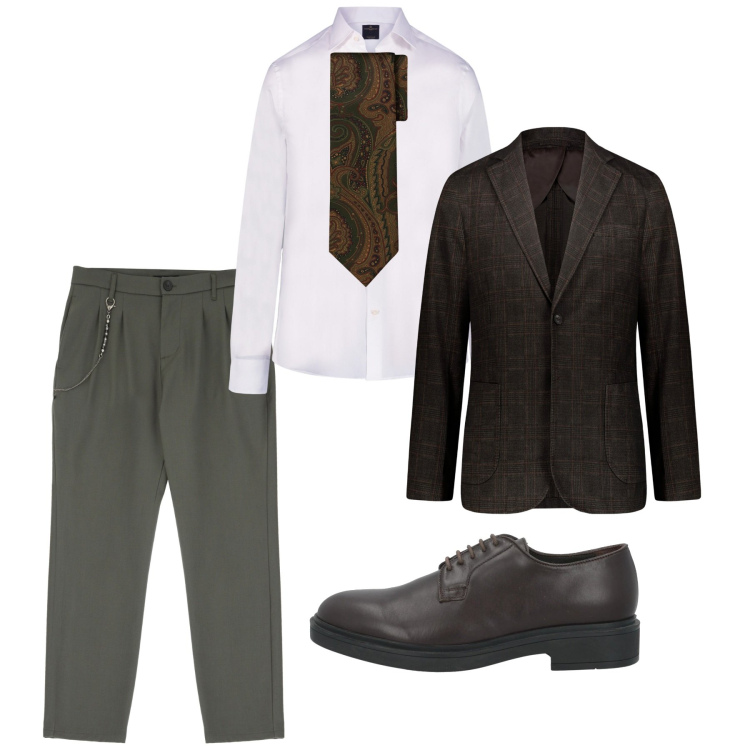 Outfit uomo - Ufficio chic. Stile Business/Elegante per Ufficio. Abbinamento con scarpe stringate, pantaloni, camicie, giacche, cravatte.