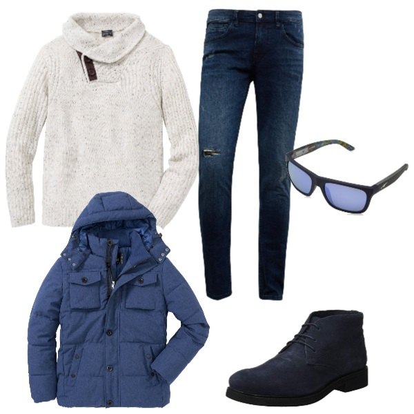 Outfit uomo - Urban #1600. Stile Urban per Tutti i giorni. Abbinamento con maglieria.