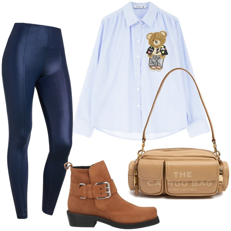 Outfit donna - Total look #2088720. Stile Casual chic per Tutti i giorni. Abbinamento con stivaletti, camicie, pantaloni skinny, borse a spalla.