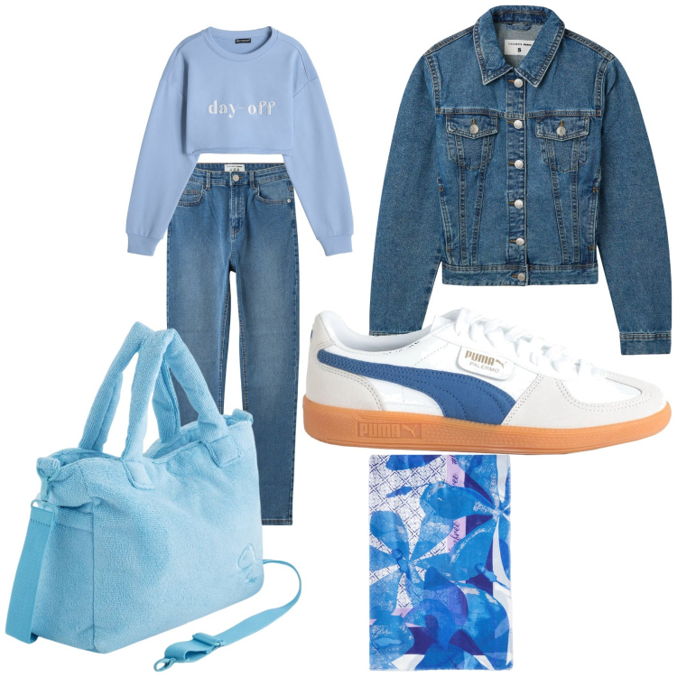 Outfit donna - Jeans forever. Stile Sporty chic per Tutti i giorni. Abbinamento con sneakers, jeans skinny, blazer, felpe, stole, shopping bag.