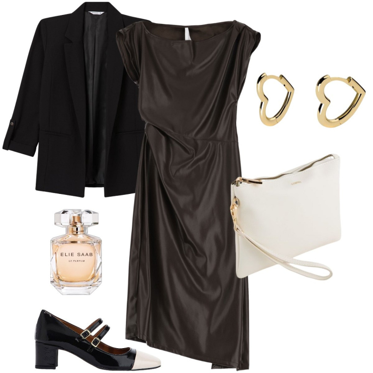 Outfit donna - L’abito asimmetrico. Stile Sexy per Serata fuori. Abbinamento con profumi, blazer, orecchini, vestiti midi/longuette, décolleté, pochette.