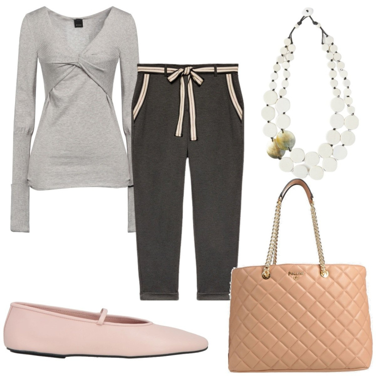 Outfit donna - Total look #2089200. Stile Trendy per Tutti i giorni. Abbinamento con ballerine, pullovers, borse a mano, pantaloni chino, ciondoli.