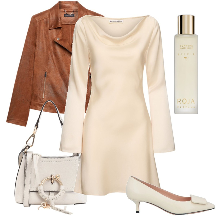 Outfit donna - Chic con il chiodo. Stile Chic per Cerimonia. Abbinamento con borse a tracolla, décolleté, profumi, vestiti, blazer.