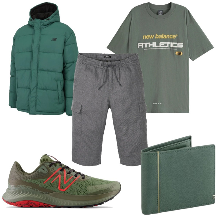 Outfit uomo - Total look #2089242. Stile Trendy per Tutti i giorni. Abbinamento con bermuda, sneakers, piumini, t-shirt, portafogli.