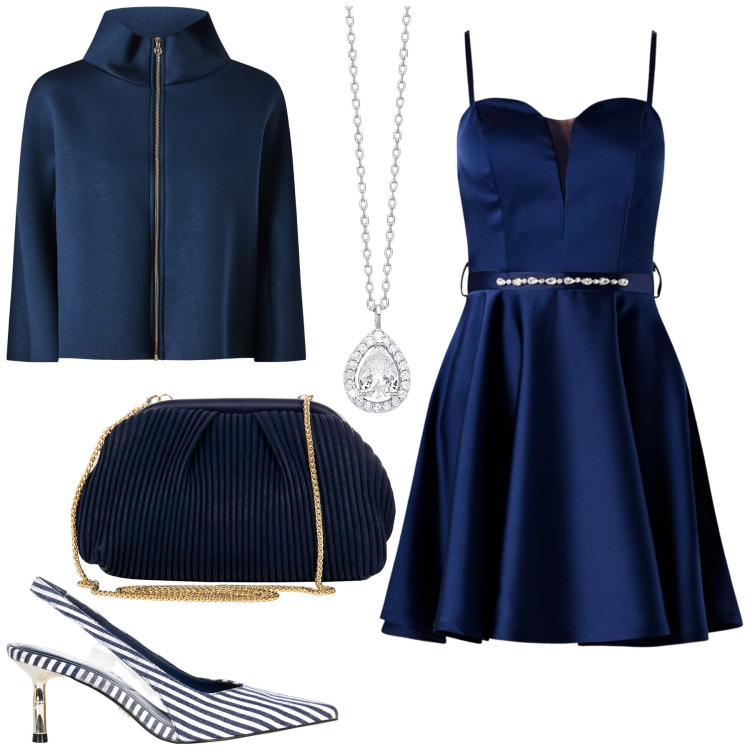 Outfit donna - Total look #2089339. Stile Chic per Cerimonia. Abbinamento con collane, cappe, décolleté, vestiti corti, pochette.