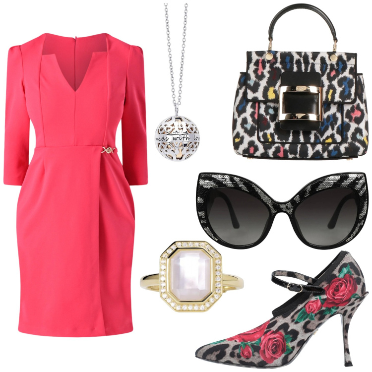 Outfit donna - Total look #2089365. Stile Chic per Ufficio. Abbinamento con décolleté, occhiali da sole, borse a mano, anelli, collane, vestiti a tubino.