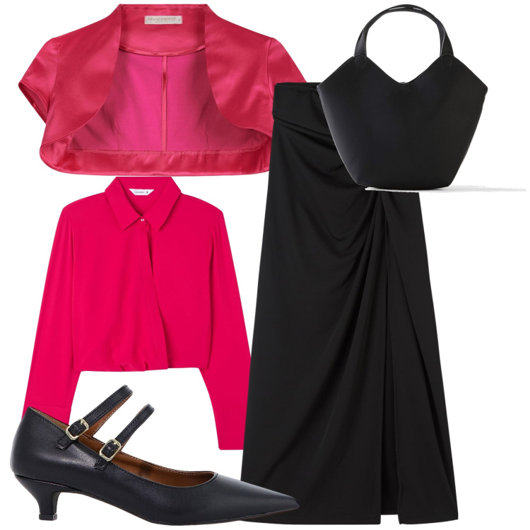 Outfit donna - Black cherry. Stile Glamour per Serata fuori. Abbinamento con borse a mano, bluse, gonne lunghe, bolero, décolleté.